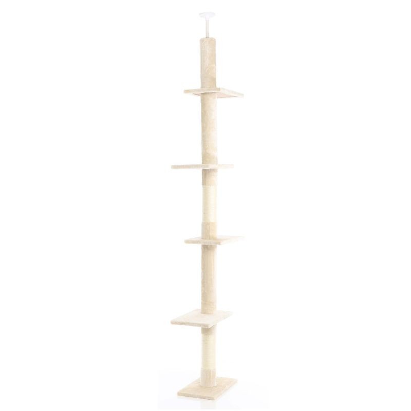 Fudajo Kiipeilypuu 230–276 cm, beige, 4 tasoa, lattia- ja kattokiinnitys, sisal