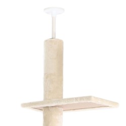 Fudajo Kiipeilypuu 230–276 cm, beige, 4 tasoa, lattia- ja kattokiinnitys, sisal