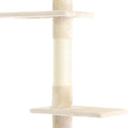 Fudajo Kiipeilypuu 230–276 cm, beige, 4 tasoa, lattia- ja kattokiinnitys, sisal