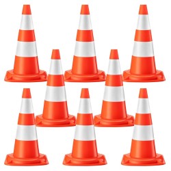 Liikennekartiot 50 cm, 8 kpl, heijastavat, PVC, oranssi