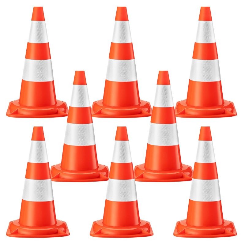 Liikennekartiot 50 cm, 8 kpl, heijastavat, PVC, oranssi