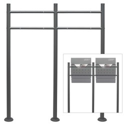 Postilaatikoiden kaksoisteline, antrasiitti, 1200 x 1000 mm, sinkitty teräs