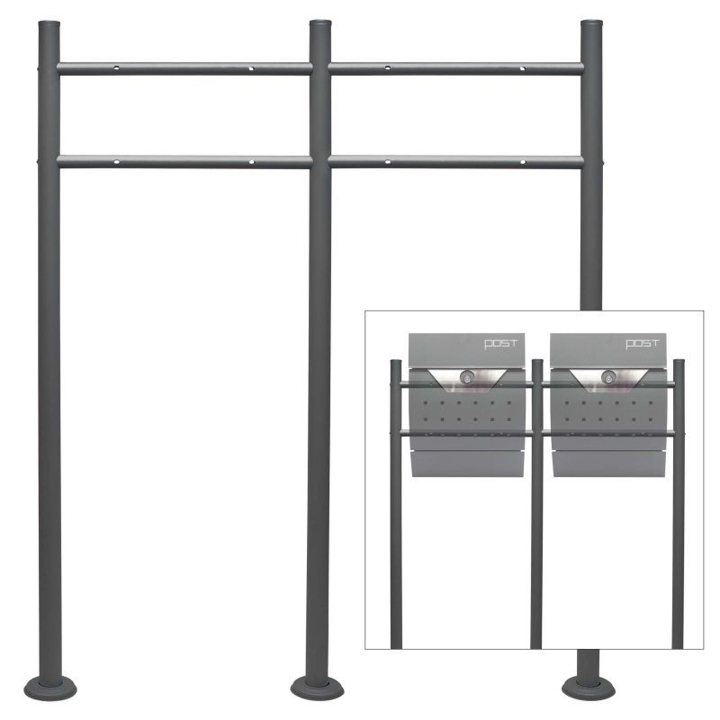 Postilaatikoiden kaksoisteline, antrasiitti, 1200 x 1000 mm, sinkitty teräs