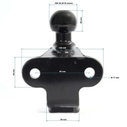 XPOtool Vetopallo 50 mm, 3,5 t vetokyky, teräs, musta, 2-reikäinen kiinnityslevy