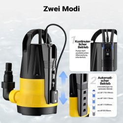 Uppopumppu 550 W, 11 500 l/h, nostokorkeus 8,5 m, syvyys 7 m, sensori ja 2 käyttötilaa