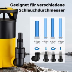 3-in-1-uppopumppu 400 W, 8000 l/h, matalaimu 1 mm, kellukskytkin, puhtaan ja likaisen veden pumppu