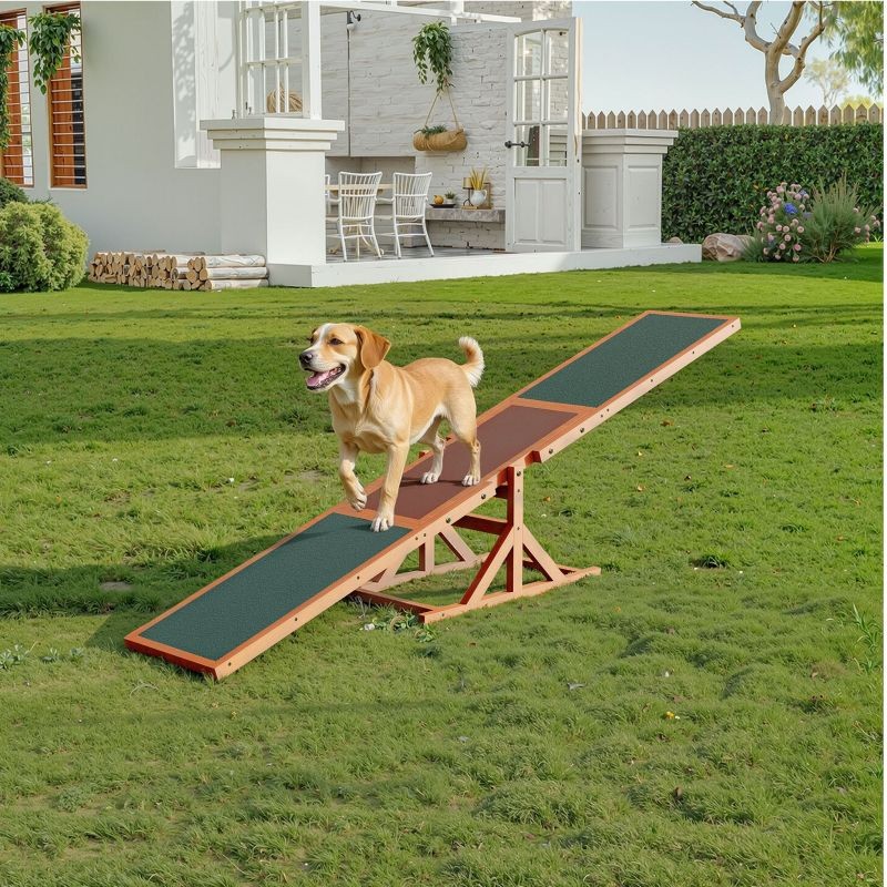 Agility-keinulauta koirille 180x30x30 cm, kuusipuu, oranssi