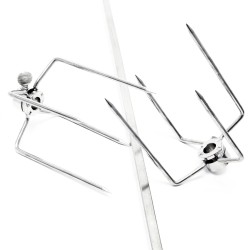 Moottoroitu rotisserie grillivarras 70 cm ruostumaton teräs 230 V 2 liha kiinnikettä