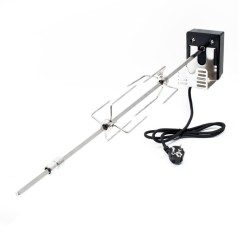Moottoroitu rotisserie-grillivarras 70 cm, ruostumaton teräs, 230 V, 2 liha-kiinnikettä
