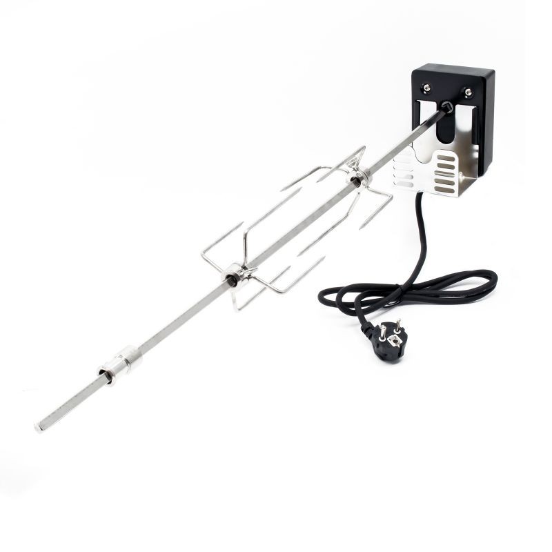 Moottoroitu rotisserie-grillivarras 70 cm, ruostumaton teräs, 230 V, 2 liha-kiinnikettä