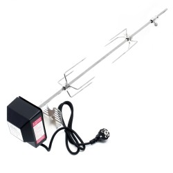 Moottoroitu rotisserie-grillivarras 70 cm, ruostumaton teräs, 230 V, 2 liha-kiinnikettä