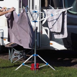Siirrettävä alumiininen pyykkiteline 16 m, 155 cm, kokoontaitettava, hopea, camping ja matkailuauto