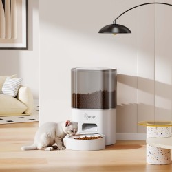Fudajo ruoka- ja juoma-automaatti koirille ja kissoille, valkoinen, 3 l ja 2,5 l, App-ohjaus, kuivaruokalle