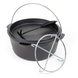 Dutch Oven valurautapata 9 l, alusta ja kansinostin, nuotiotulelle ja retkeilyyn