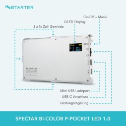 Instarter Spectar Bi-Color Flex P-Pocket LED 1.0 LED-videovalo 12 W, diffuusori ja varavirtatoiminto