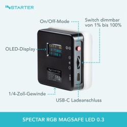 Instarter Spectar RGB Magsafe LED 0.3 magneettinen RGB LED-videovalo, Magsafe-yhteensopiva, musta