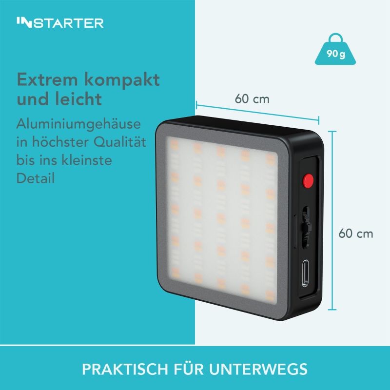 Instarter Spectar RGB Magsafe LED 0.3 magneettinen RGB LED-videovalo, Magsafe-yhteensopiva, musta
