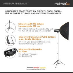 Walimex pro Stager 400 HSS studiosalamasetti, 400 W, softbox ja valaisinjalka