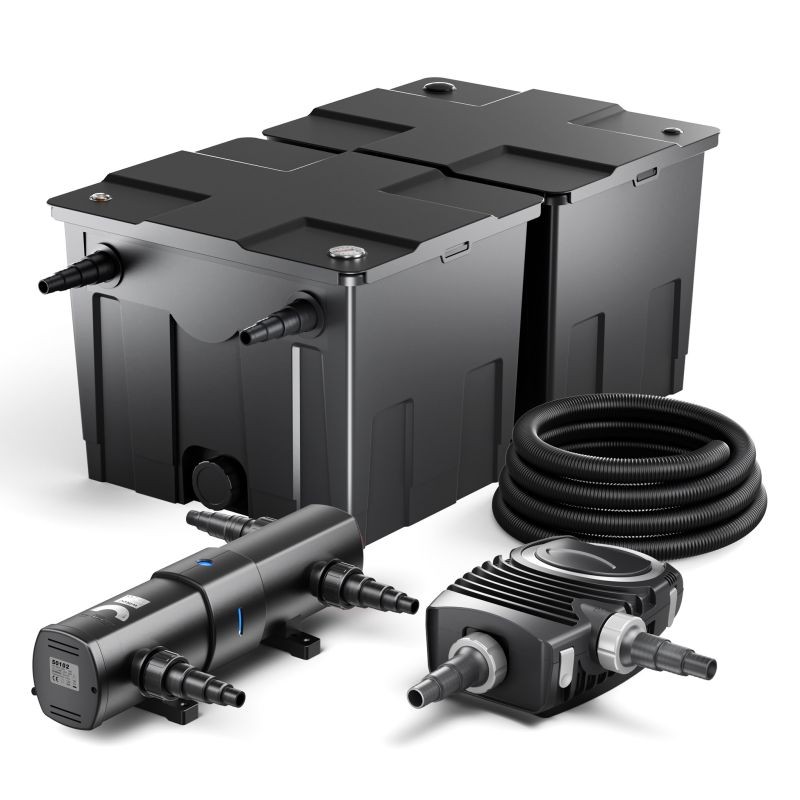 Lampisuodatinsetti CBF-350B, NEO-10000 SuperECO-pumppu 10 000 l/h, CUV-236 selkeytin 36 W, letku 25 m x 25 mm