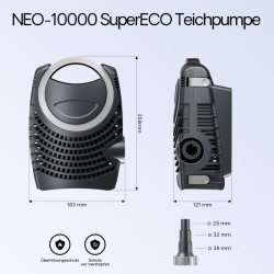 Lampisuodatinsetti CBF-350B, NEO-10000 SuperECO-pumppu 10 000 l/h, CUV-236 selkeytin 36 W, letku 25 m x 25 mm