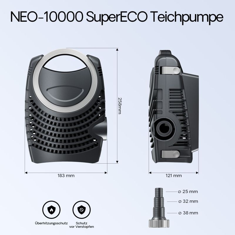 Lampisuodatinsetti CBF-350B, NEO-10000 SuperECO-pumppu 10 000 l/h, CUV-236 selkeytin 36 W, letku 25 m x 25 mm