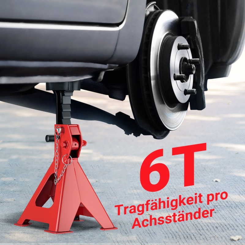 Säädettävät tukitelineet 2 kpl, 6 t, 39–60,3 cm, punainen