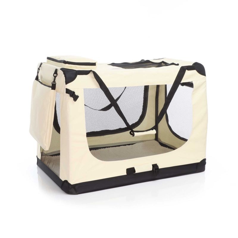 Fudajo Taitettava kuljetuslaatikko XXL koirille ja kissoille, 90x60x64 cm, Beige