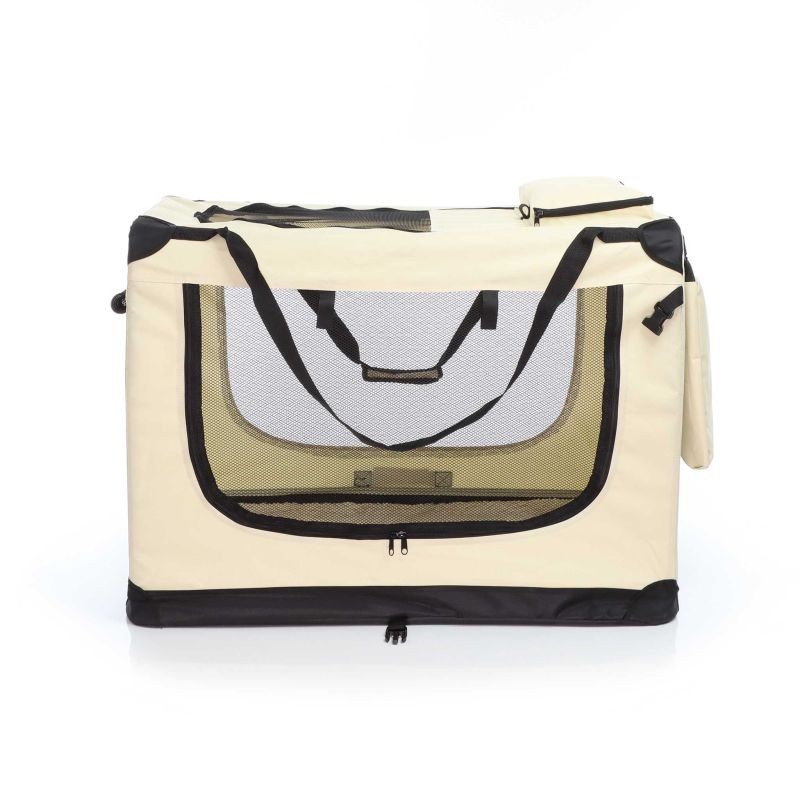 Fudajo Taitettava kuljetuslaatikko XXL koirille ja kissoille, 90x60x64 cm, Beige