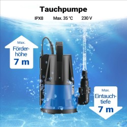 Likavesipumppu 400 W, 6000 l/h, pumppauskorkeus 7 m, matalaimu 1 mm