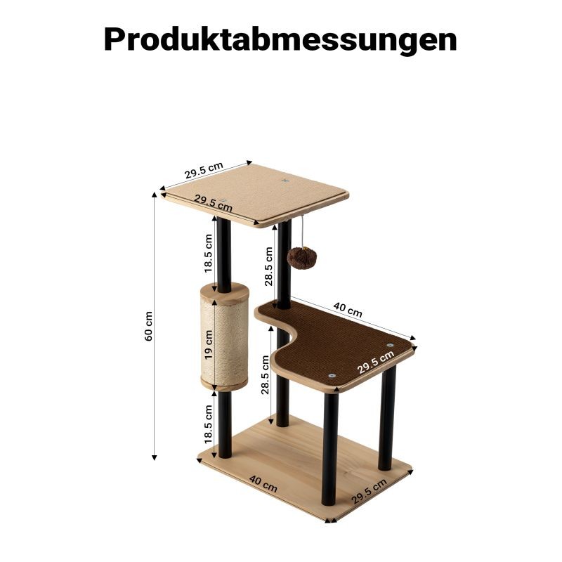 Fudajo metallinen kiipeilypuu 40 x 30 x 62 cm, sisal ja makuualue