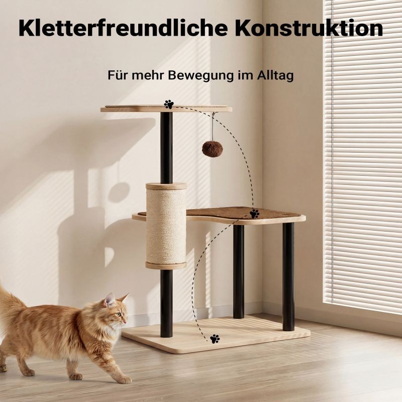 Fudajo metallinen kiipeilypuu 40 x 30 x 62 cm, sisal ja makuualue