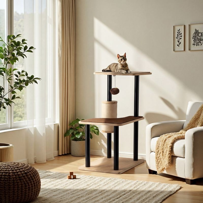 Fudajo metallinen kiipeilypuu 40 x 30 x 62 cm, sisal ja makuualue