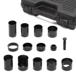 14 osainen puristussarja hydraulipresseille holkit ja pultit salkussa