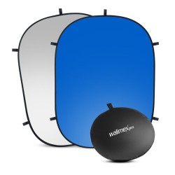 Walimex pro 2 in 1 taitettava taustakangas harmaa sininen 150 x 200 cm jousirengas ja kantolaukku