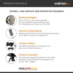 Walimex pro Daylight 250S LED-studiovalo 35 W, 5000 K, Bowens-liitäntä ja heijastin