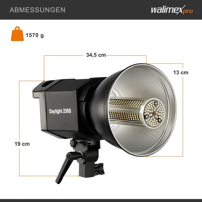 Walimex pro Daylight 250S LED-studiovalo 35 W, 5000 K, Bowens-liitäntä ja heijastin