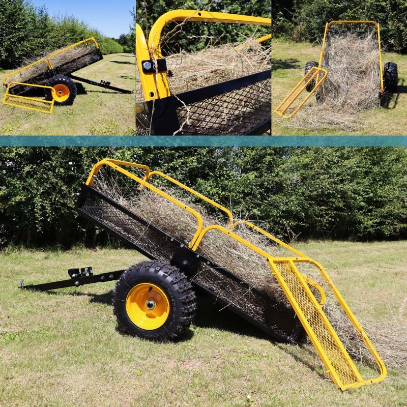 Kippiperävaunu 450 kg, 210 x 120 x 70 cm, teräs, musta, puutarhatraktorille ja ATV:lle