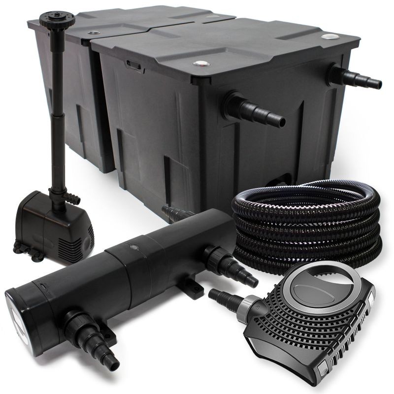 Lampisetti: CBF-350B suodatin 60000 l, NEO-10000 pumppu 10000 l/h, CUV-218 UV-selkeytin 18W, 25m letku 25 mm
