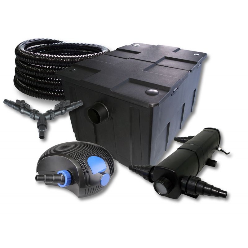 SunSun lampisuodatussetti: CBF-550 suodatin, CTF-12000 pumppu 12000 l/h, CUV-236 UVC-kirkastin, 25 m letku