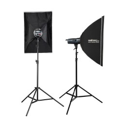 Walimex pro Emerger 200 studiosalamasetti 2 x 200 Ws softboxit 60 x 90 cm valojalustat ja langaton laukaisin