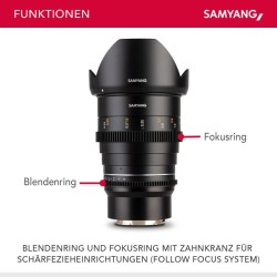 Samyang MF 24mm T1,5 VDSLR MK2 videon laajakulmaobjektiivi Sony E