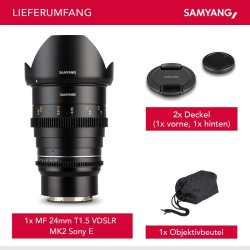 Samyang MF 24mm T1,5 VDSLR MK2 videon laajakulmaobjektiivi Sony E