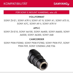 Samyang MF 24mm T1,5 VDSLR MK2 videon laajakulmaobjektiivi Sony E