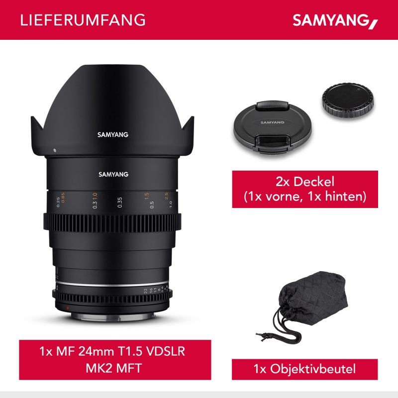 Samyang MF 24mm T1,5 VDSLR MK2 MFT laajakulmainen videolinssi