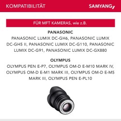 Samyang MF 24mm T1,5 VDSLR MK2 MFT laajakulmainen videolinssi
