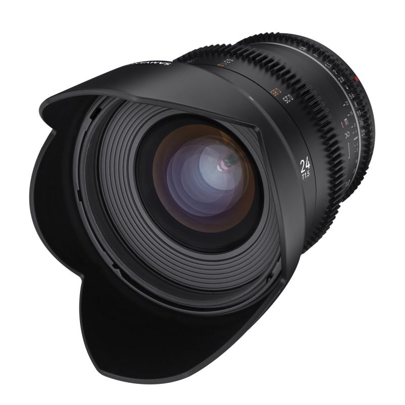Samyang MF 24mm T1,5 VDSLR MK2 laajakulma- ja videokuvausobjektiivi Canon RF, täyskenno ja APS-C
