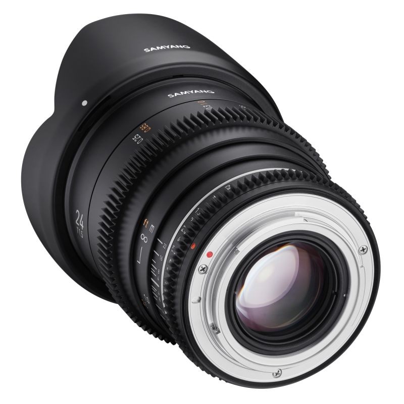 Samyang MF 24mm T1,5 VDSLR MK2 laajakulma- ja videokuvausobjektiivi Canon RF, täyskenno ja APS-C