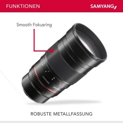 Samyang 135mm f/2.0 teleobjektiivi Fujifilm X -sarjalle, manuaalinen tarkennus