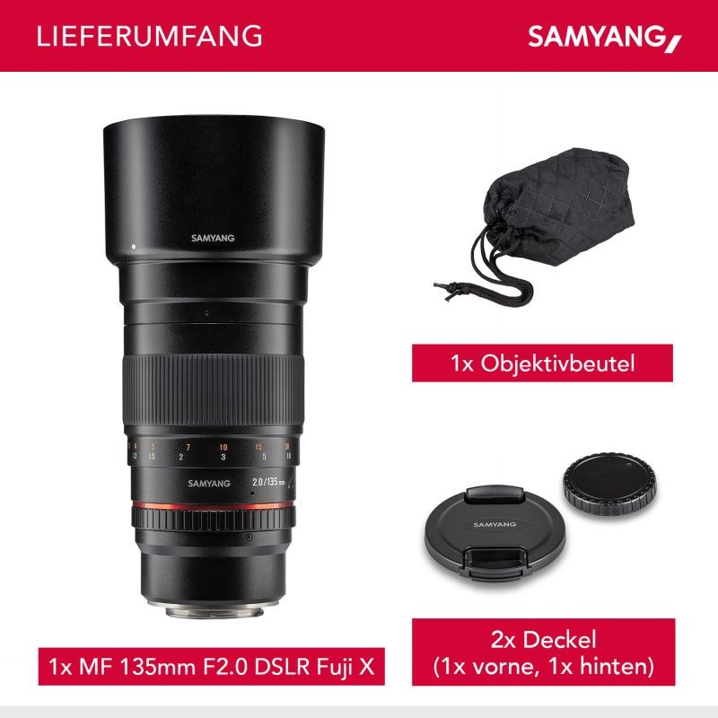 Samyang 135mm f/2.0 teleobjektiivi Fujifilm X -sarjalle, manuaalinen tarkennus