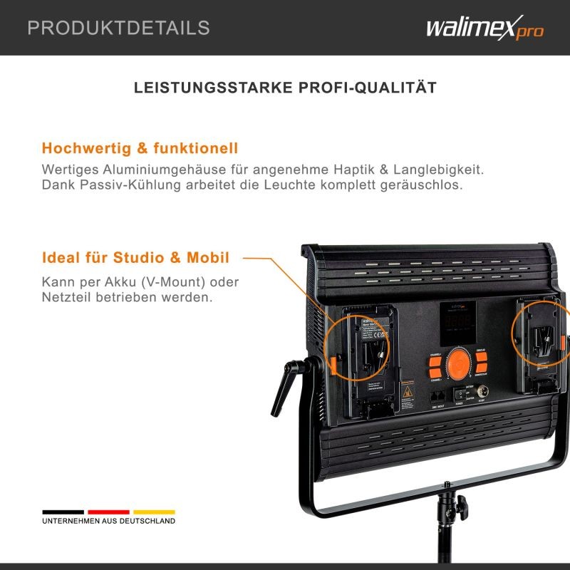 Walimex pro LED Niova 150-F Pro LED-paneelivalaisin 150 W Bi-Color DMX512 ja kaukosäädin
